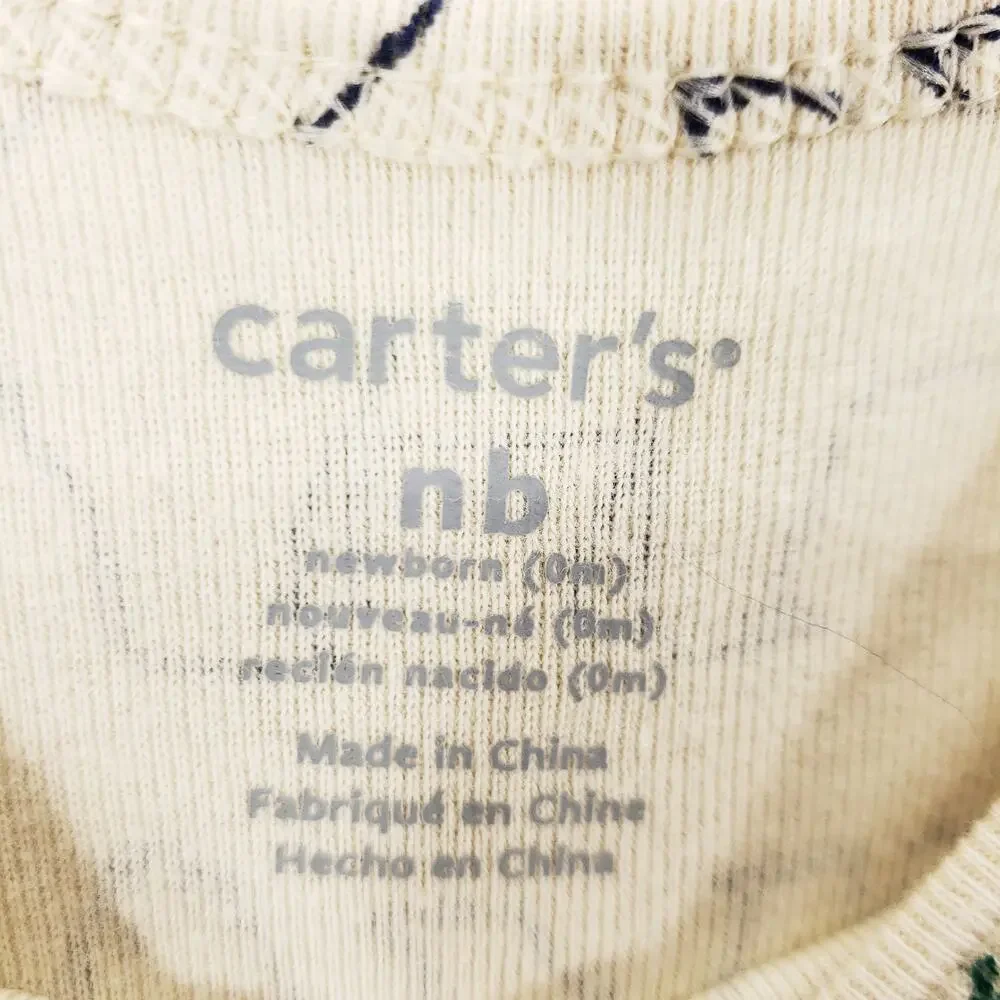 Carters Shirt Pants Two Piece Set Baby‎ Newborn Cream Blue Polar Bear Comfort